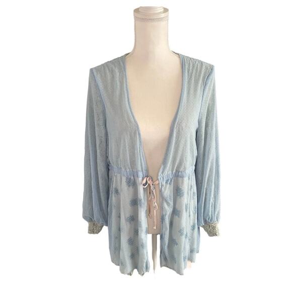 We are HAH Make it a Double Lace Robe French Blue Reversible Size Small - NWT - Picture 2 of 10